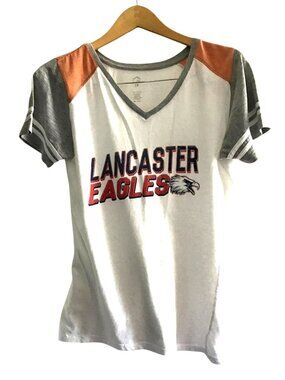 Lancaster Eagles Women's V-Neck T-Shirt Short Sleeves & Color Block Design Small